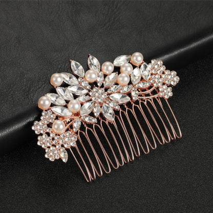 Minimalist Pearl Rhinestone Wedding Hair Comb