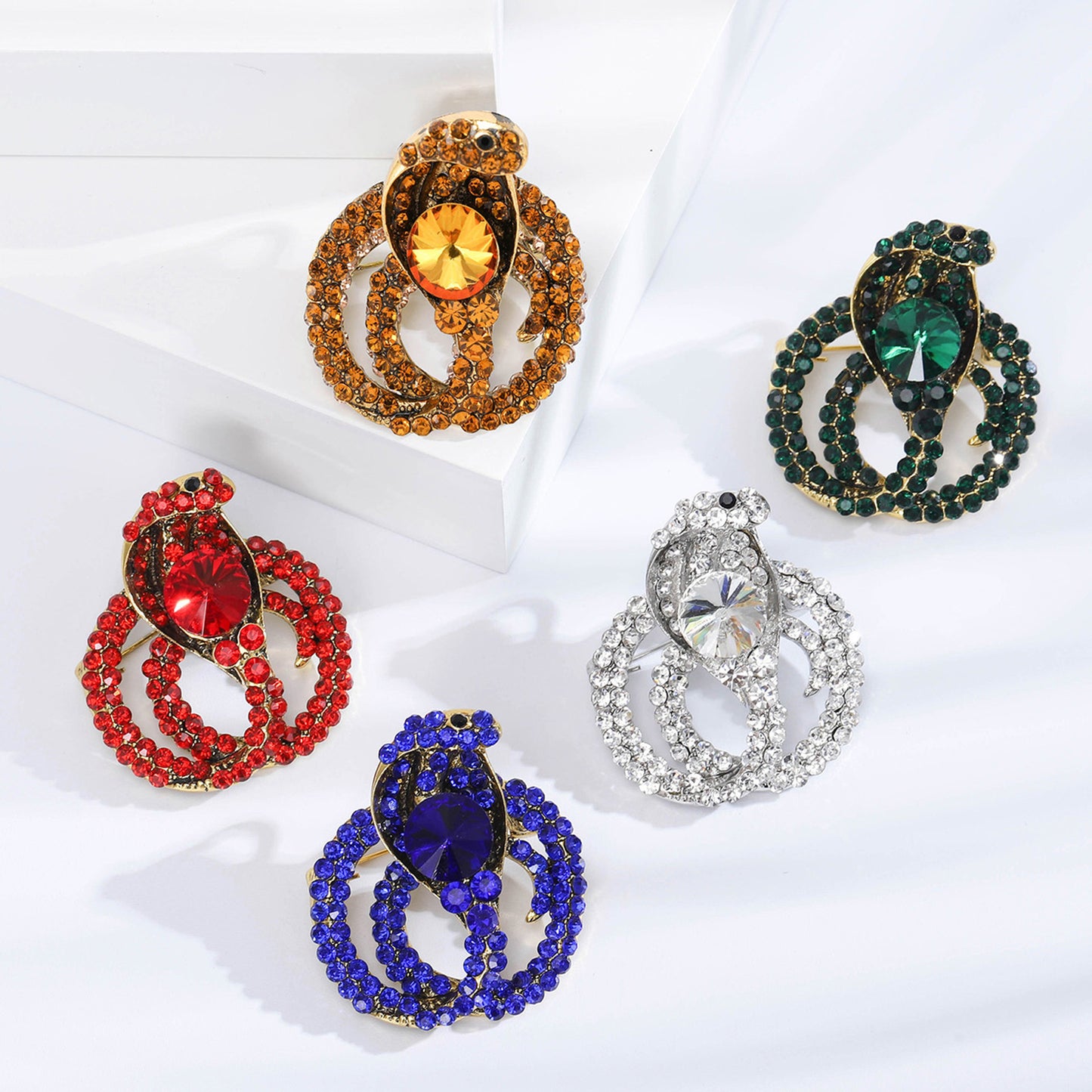 Creative Rhinestone Animal Brooch Alloy Snake Pin Fashionable Unisex Accessory