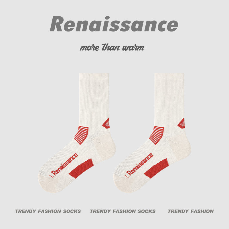 Running Socks Colorblock Coolmax Mid Calf