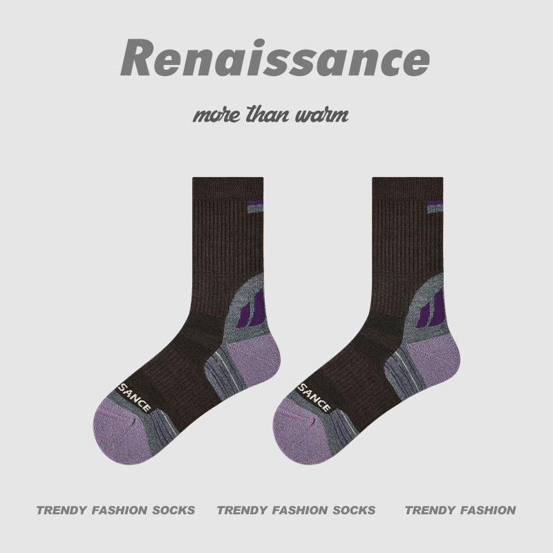 Socks Colorblock Merino Wool Cushioned Hiking