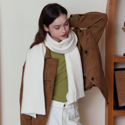 Plain Color Wool Knit Scarf Stylish Warm Unisex Winter Cozy Scarf