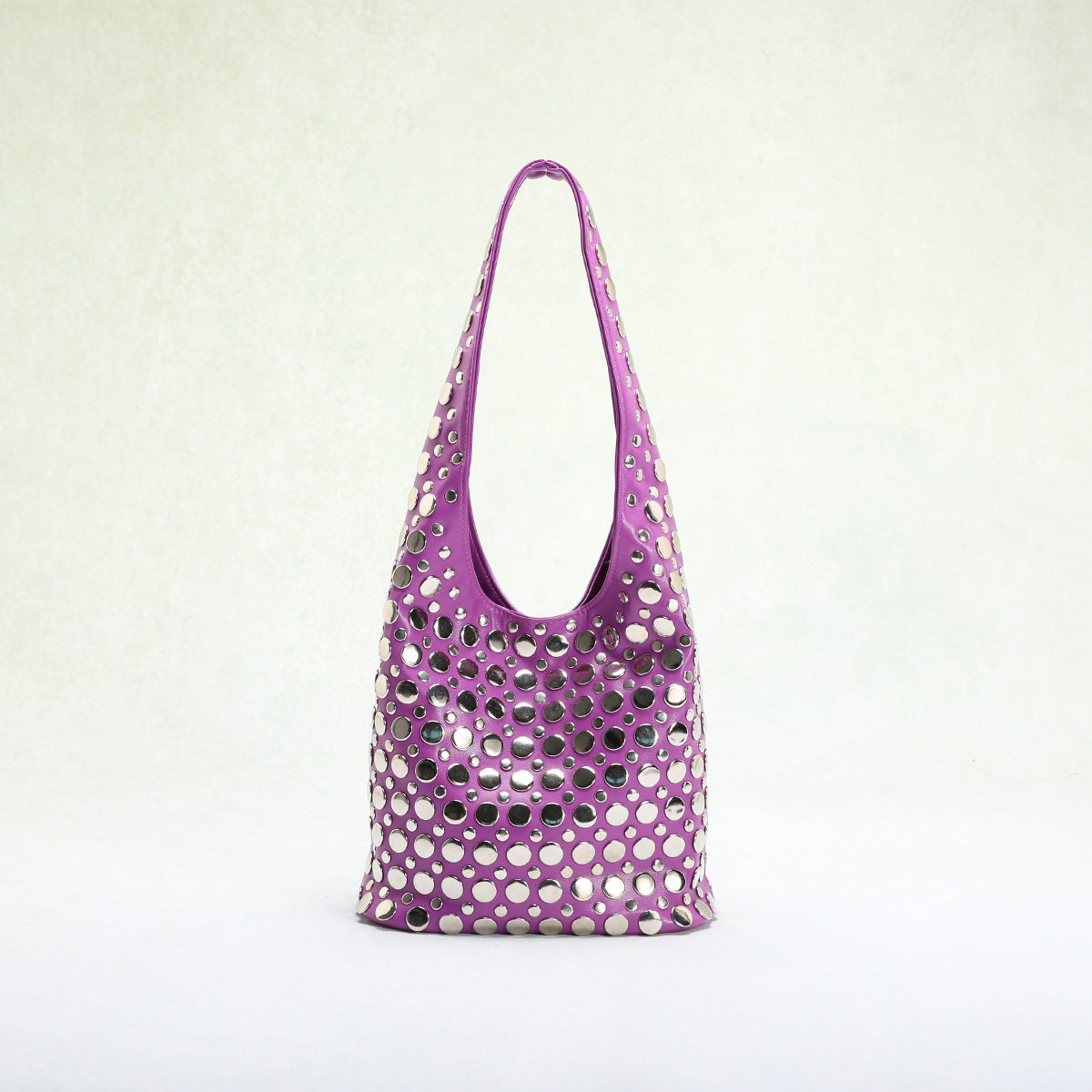 Punk Style Studded Bucket Bag With Soft PU Leather