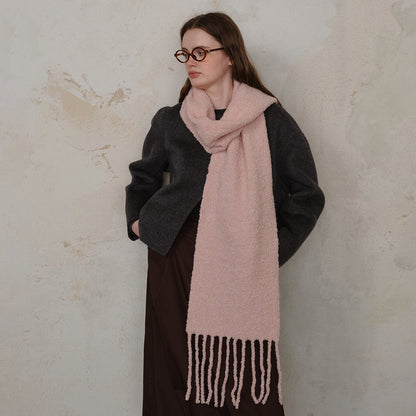 Wool Tassel Scarf Soft Breathable Versatile Wrap for Women