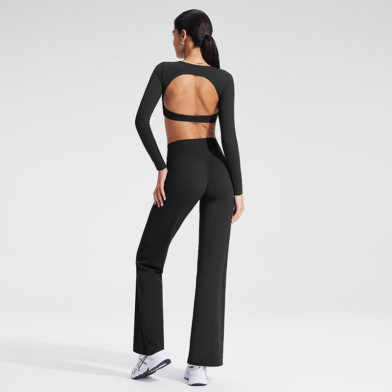 Backless Sports T-Shirt Set with Removable Pads for Women