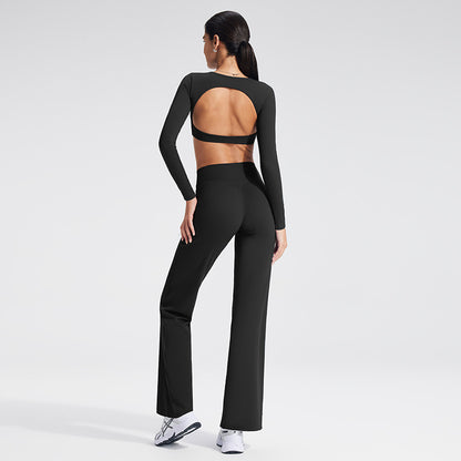 Backless Sports T-Shirt Set with Removable Pads for Women