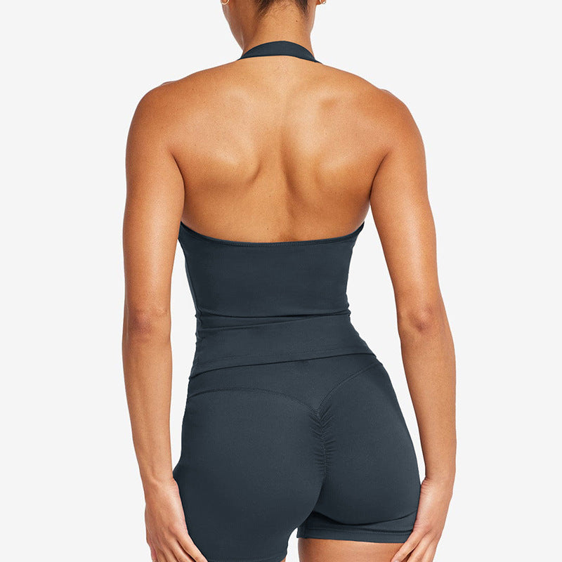 Crossback Sports Tank Top with Removable Pads for Gym and Yoga