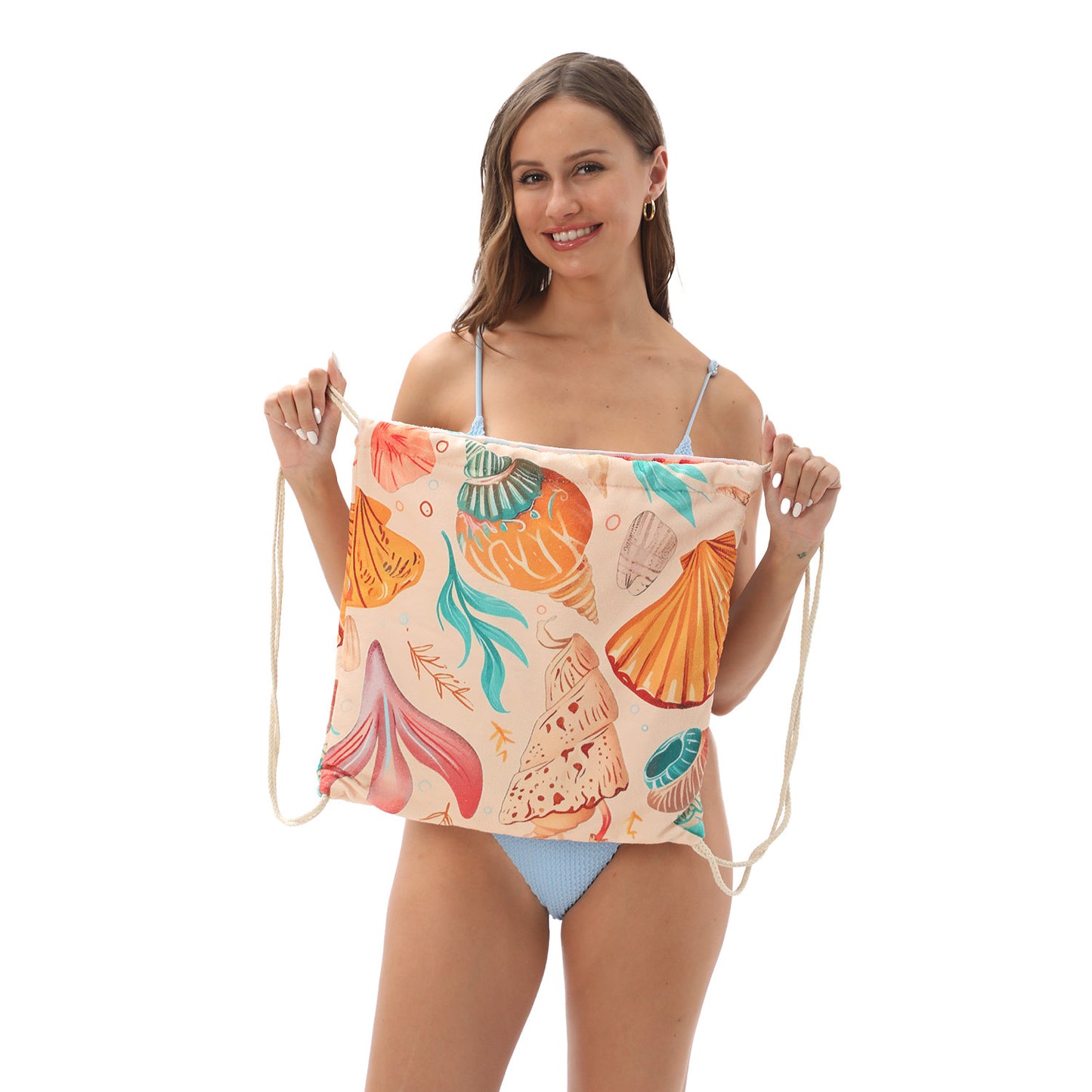 Foldable Beach Towel with Floral Print - Quick-Dry Microfiber