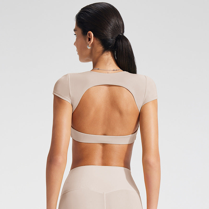 Crossbody High-Intensity Fitted Yoga Top with Open Back