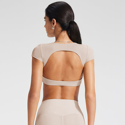 Crossbody High-Intensity Fitted Yoga Top with Open Back
