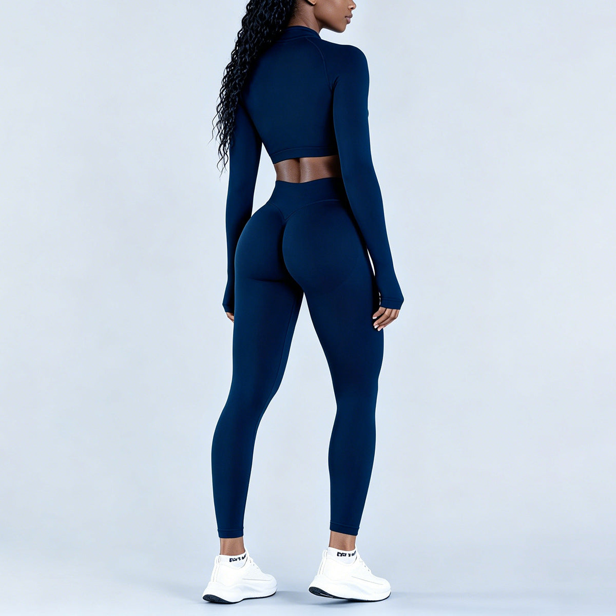 DFYNE Women's Long Sleeve Half-Zip Athletic Top Breathable Stretch Yoga Set