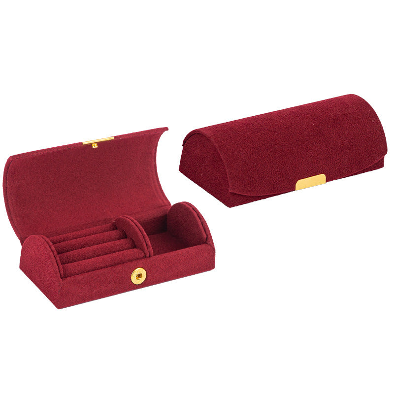 Mini Pearl Texture Velvet Jewelry Box Travel Case