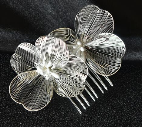 Gold Floral Hair Comb Bridal Vintage Style