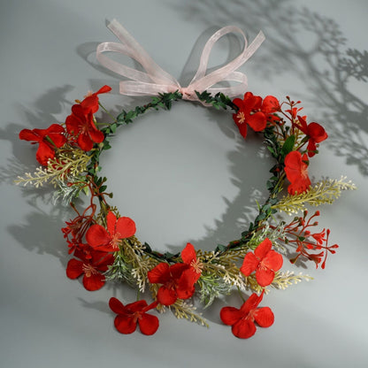 Floral Headband with Ribbons Handmade for Boho and Beach Photoshoots