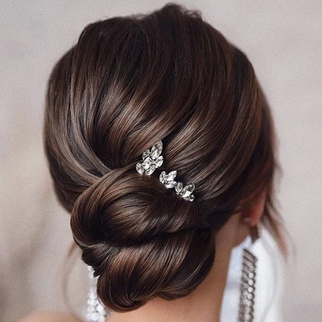 Metallic U Shaped Hair Pin Set of 3 Bridal Hair Accessories