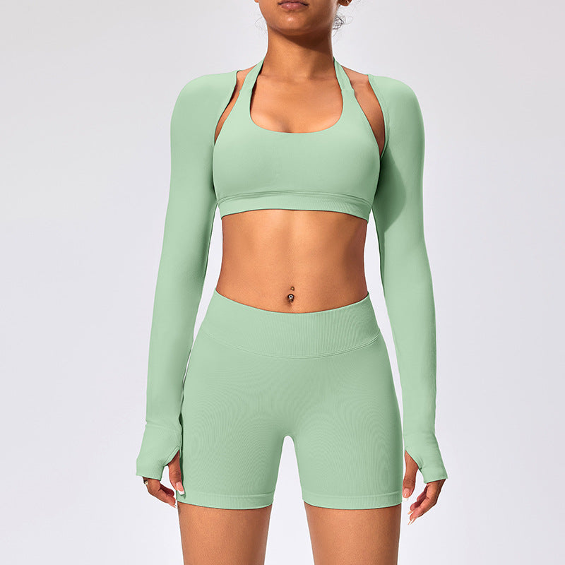 Women's Outdoor Yoga Set with Open Back Sports Bra and Pants