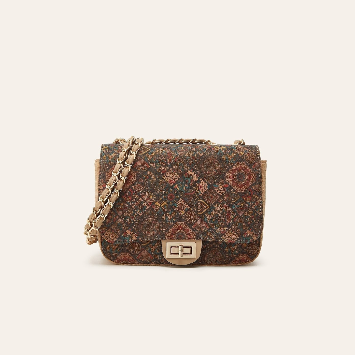 Vintage Ethnic Print Cork Crossbody Bag Fashion Shoulder Bag