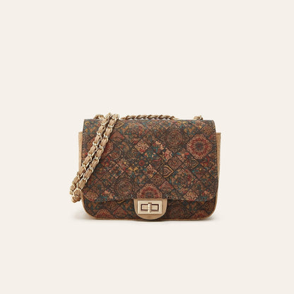 Vintage Ethnic Print Cork Crossbody Bag Fashion Shoulder Bag