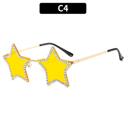 Trendy Geometric Star-Shaped Sunglasses with Metallic Frame