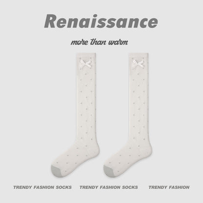 Renaissance Retro Mesh Mid Calf Socks Breathable Cotton