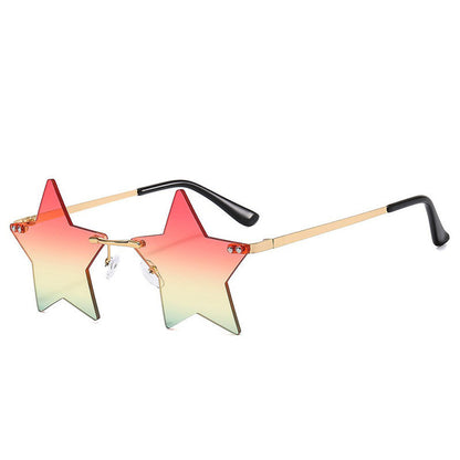 Trendy Star Shaped Sunglasses Pink Gradient UV400 Protection