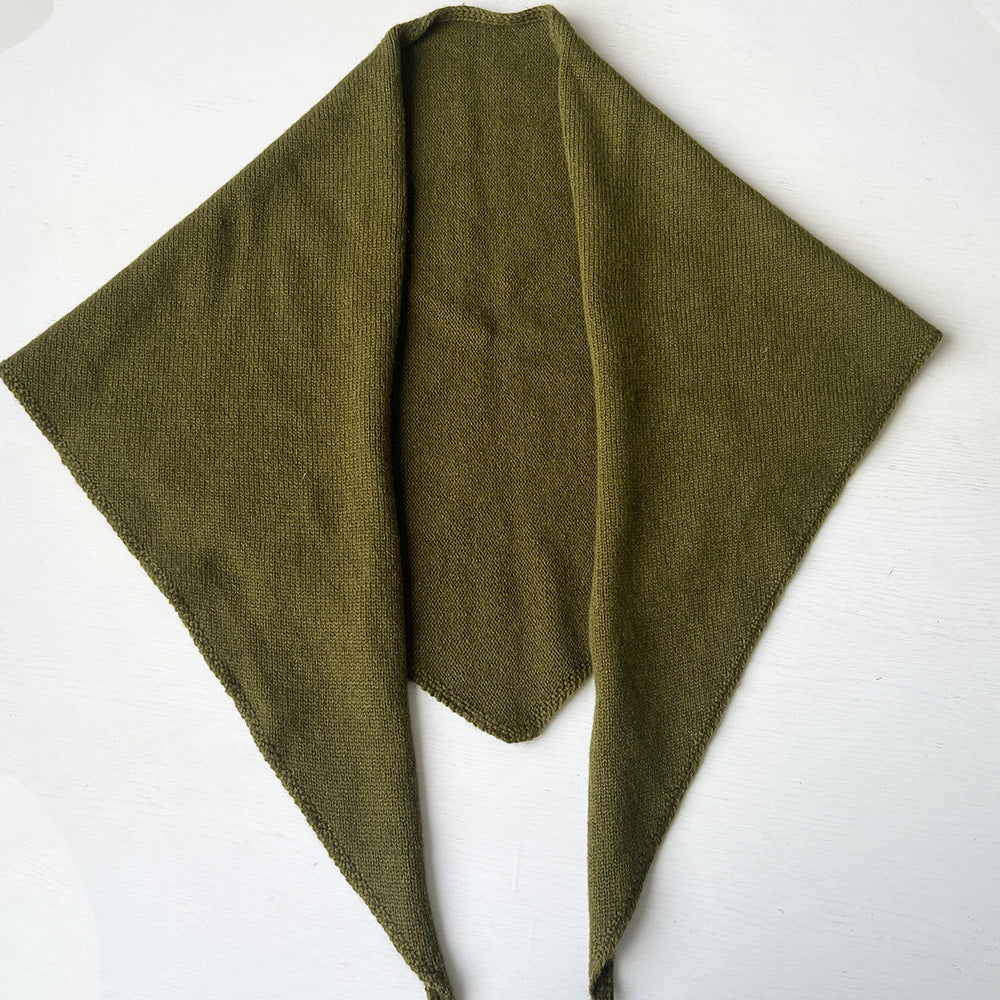 5% Cashmere Wool Knit Triangle Scarf Elegant Warm Shawl