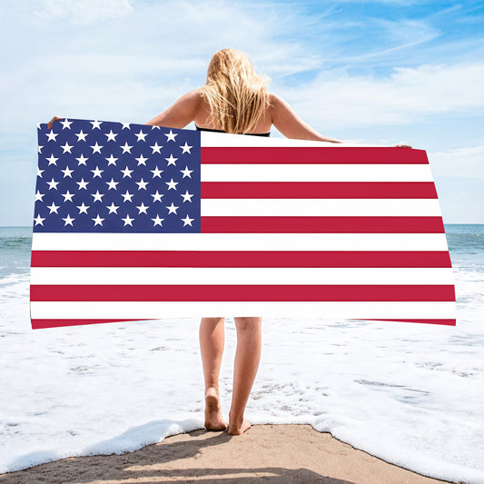 USA Pattern Beach Towel Ultra-Absorbent Quick-Dry Towel for Swimming and Gym