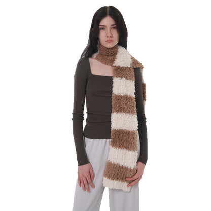 Soft Striped Two-Tone Plush Scarf for Women - Thick and Cozy