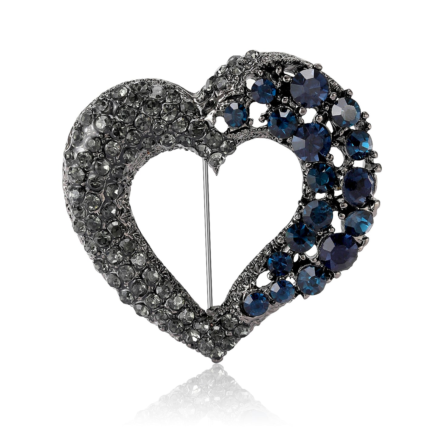 Trendy Heart Shaped Brooch with Gemstones for Women