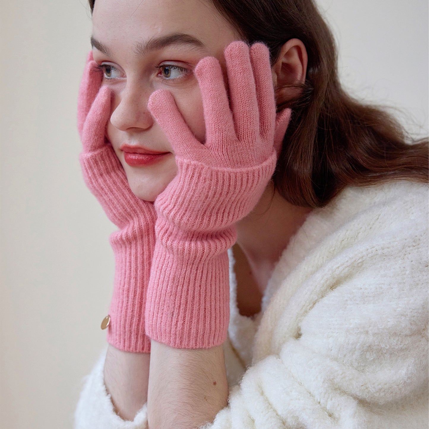 Women's Removable Touchscreen Wool-Blend Fingerless Gloves