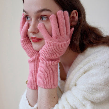 Women's Removable Touchscreen Wool-Blend Fingerless Gloves