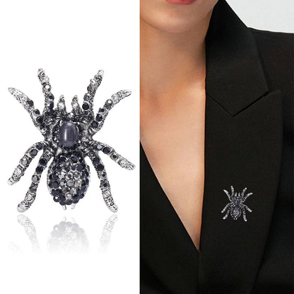 Vintage Spider Brooch with Rhinestones for Men