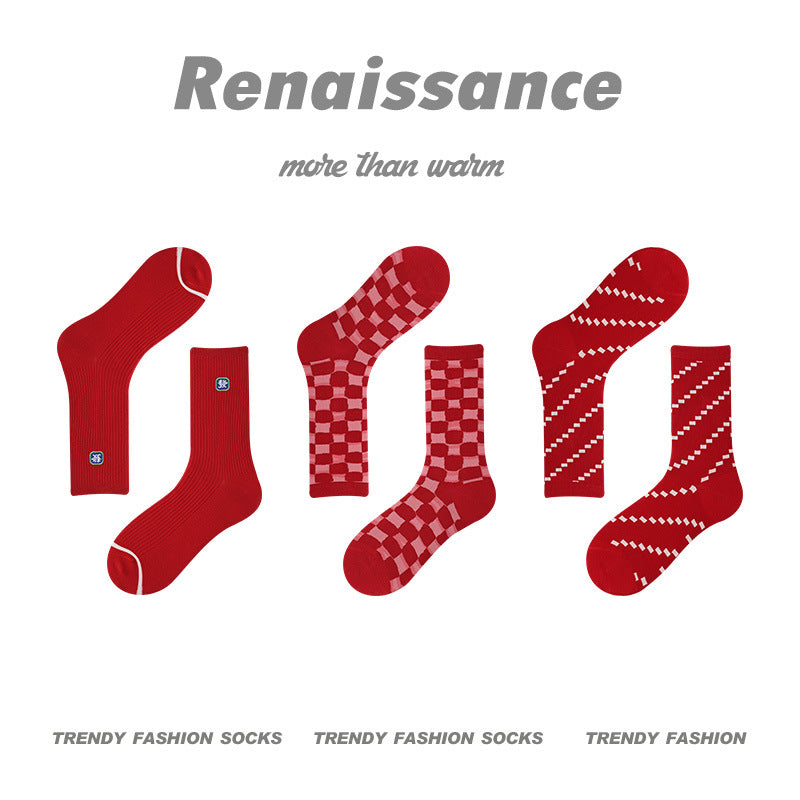 Mid Calf Vintage Gradient Cotton Socks