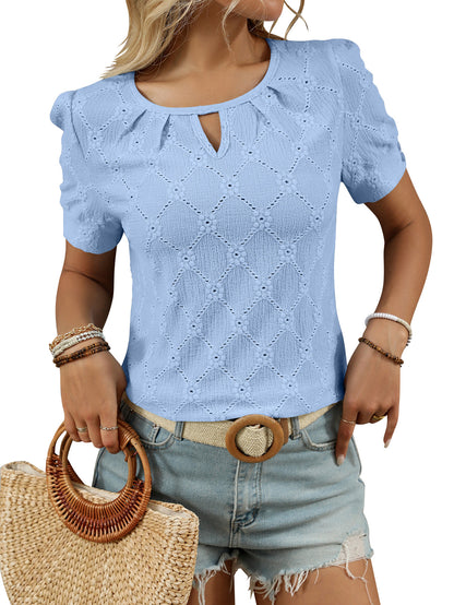 Casual Solid Color Short Sleeve Button T-Shirt