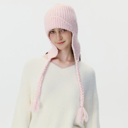 New Women's Wool Knitted Pilot Hat with Ear Flaps