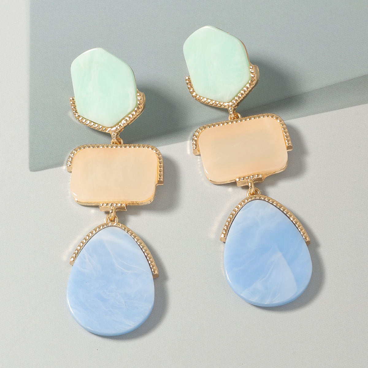 Resin Waterdrop Long Drop Earrings Colorful Boho Chic