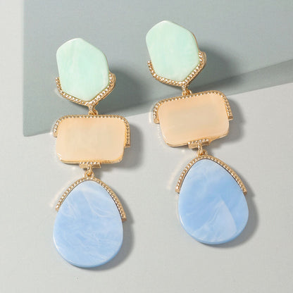 Resin Waterdrop Long Drop Earrings Colorful Boho Chic