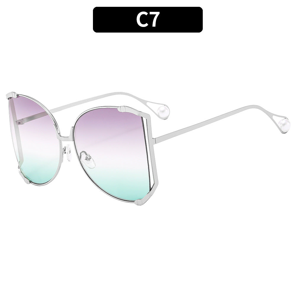 New Oversized Metal Frame Sunglasses UV400 Protection Stylish Eyewear