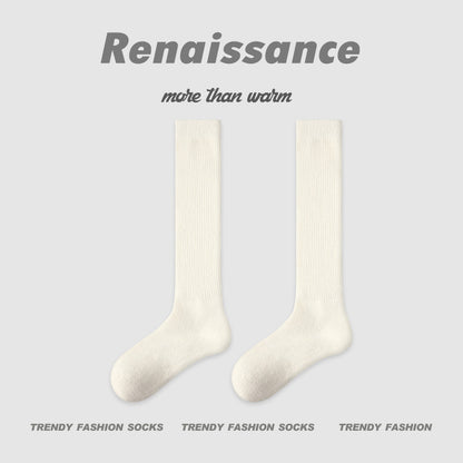 Mid Calf Colorblock Cotton Blend Socks Retro Casual