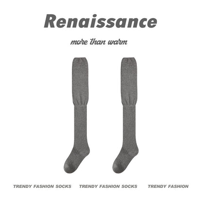 Over The Knee Socks Solid Combed Cotton Casual