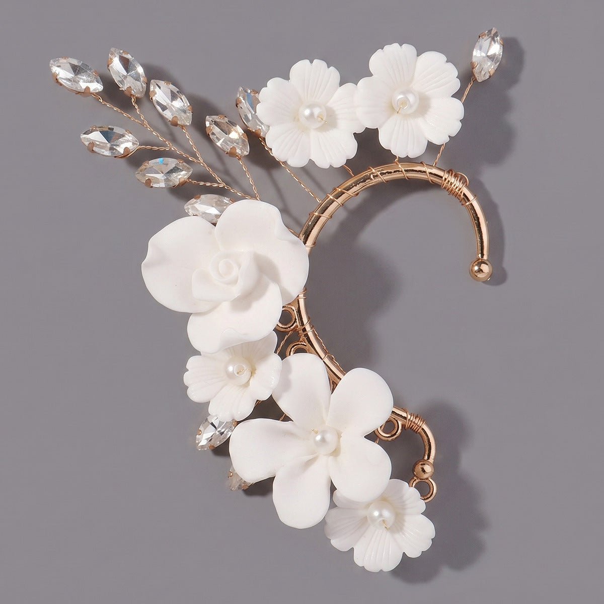 Handcrafted Pearl and Crystal Floral Earrings - Elegant and Versatile Accessories