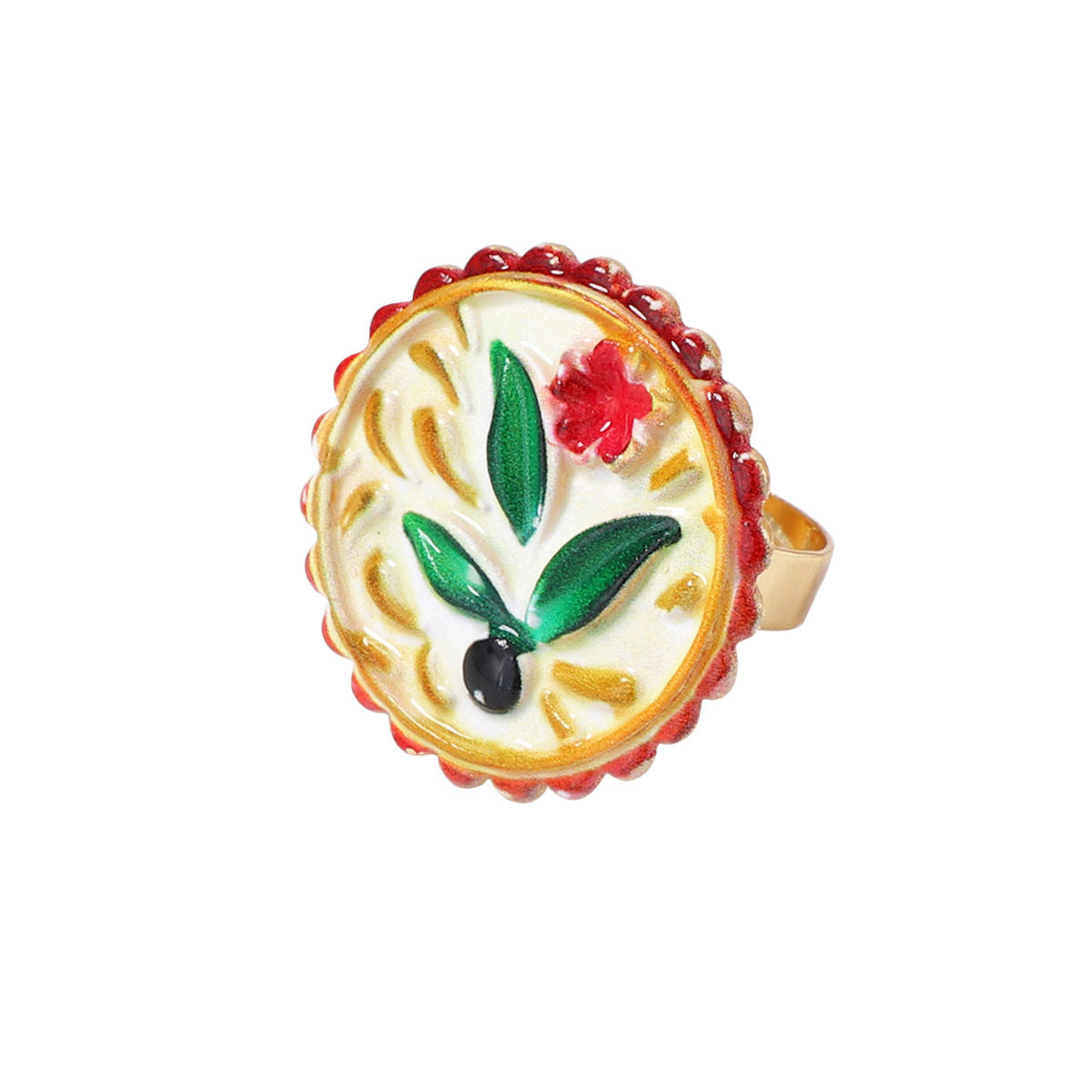 Zinc Alloy Floral Heart Adjustable Open Ring Boho Chic