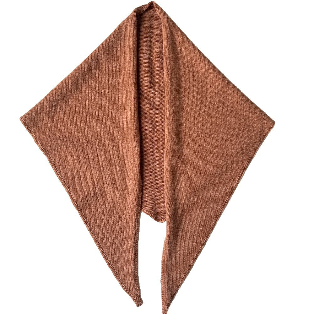 5% Cashmere Wool Knit Triangle Scarf Elegant Warm Shawl