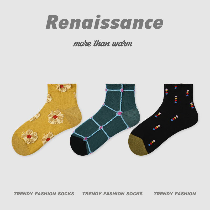 Socks Bubble Cuff Combed Cotton Breathable Casual