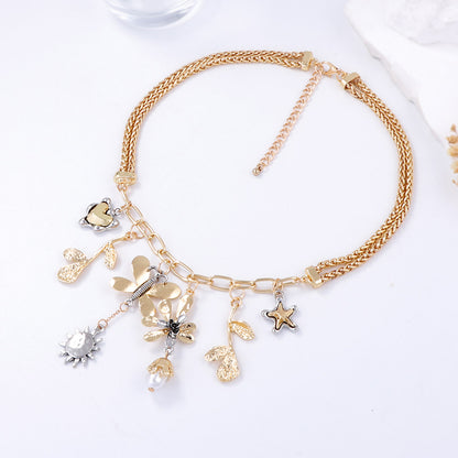 Necklace Animal Flower Tassel Layered Casual Chic