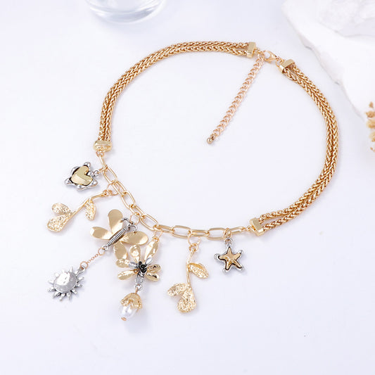 Necklace Animal Flower Tassel Layered Casual Chic