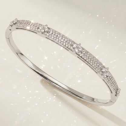 High-End Zirconia Stone Bangle with Nail Design for Weddings and Parties