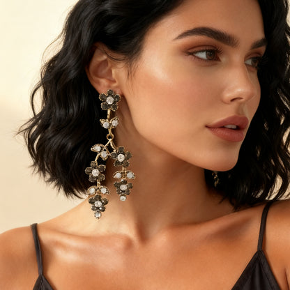 Alloy Sparkling Branch Floral Drop Earrings Evening