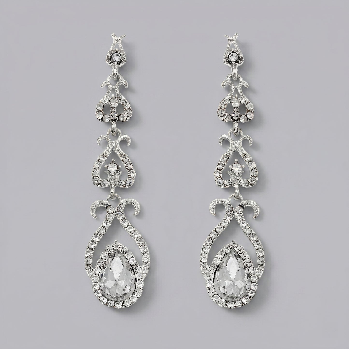 Vintage Floral Alloy Rhinestone Earrings Elegant Daily Drops