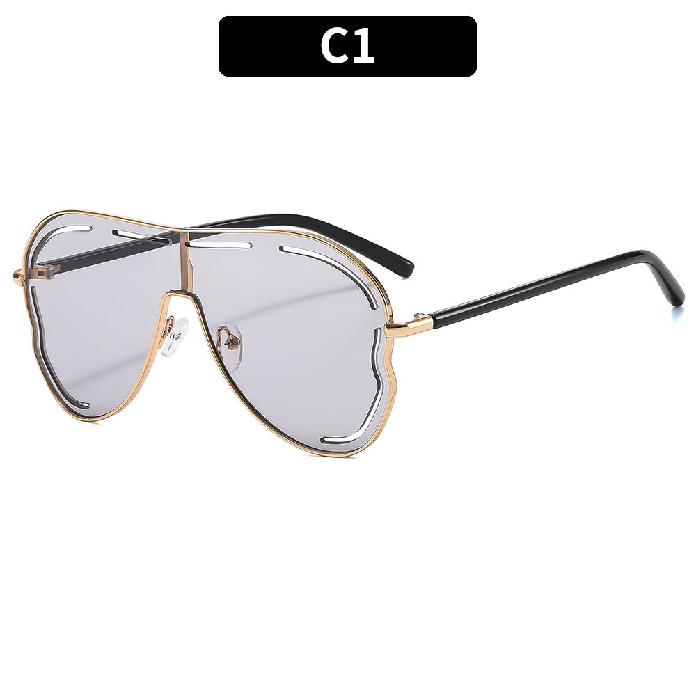 Trendy Oversized Hollow UV400 Sunglasses