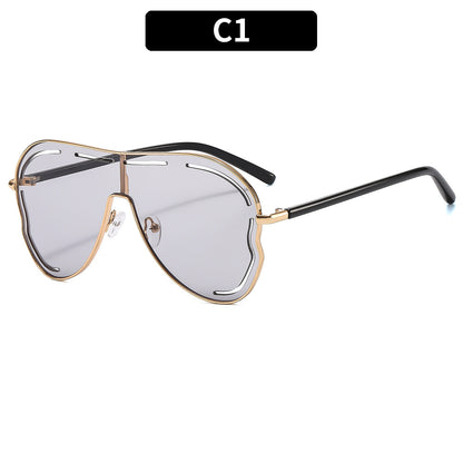 Trendy Oversized Hollow UV400 Sunglasses